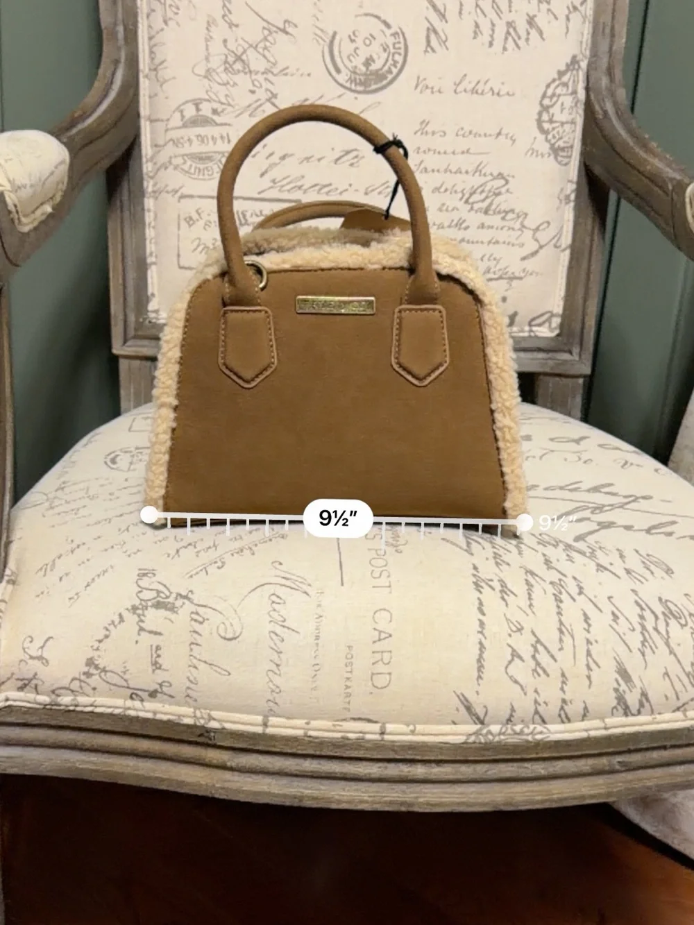 Frye Faux Shearling-Trim Faux Suede Satchel - Brown